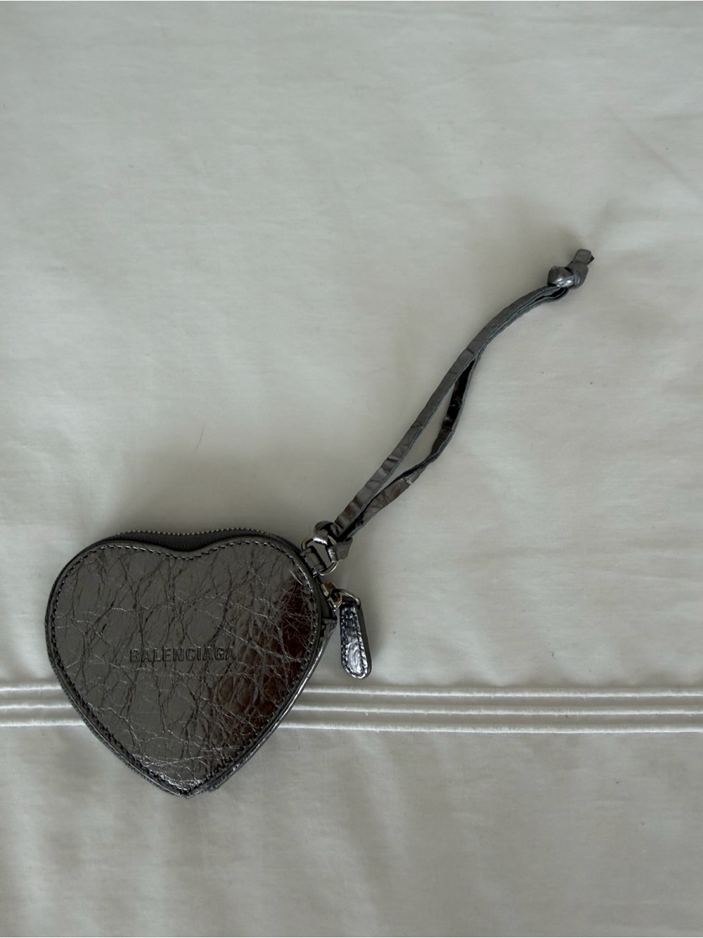 Balenciaga Heart Zip Coin Pouch and Bag Charm - Metallic Gray